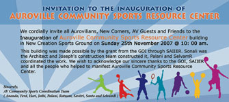 Photographer: | Auroville Community Sports Resource Center invitation