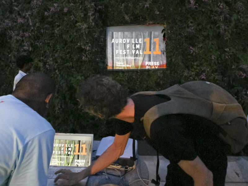 Photographer:Giorgio | Sasi (Left) and Christoph preparing the screening of the short clips