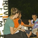 Chloe' & Antonio interviewing Bhavyo. Antonio and Bhavyo sent 3 short movies at the Auroville Film Festival 2011.
