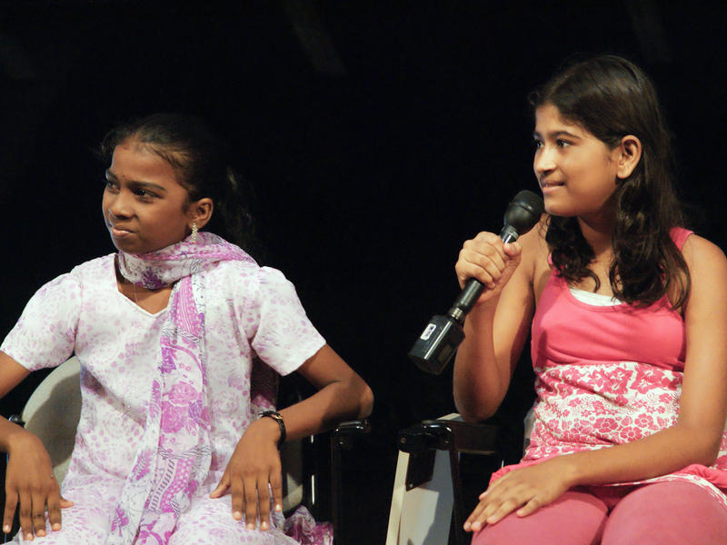 Photographer:Giorgio | From left: Priyadharshni and Sagarika. Both have presented a movie at the Auroville Film Festival 2011. 