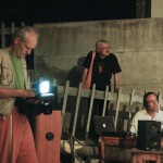 From Left: Hans (shooting for the AurovilleTV) and Andrea broadcasting the event.