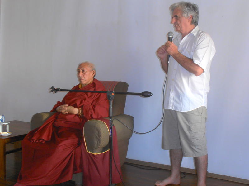 Photographer:Kimbo | Claude Arpi introducing Samdhong Rinpoche