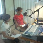 Hannah & Divya and AurovilleRadio studio 