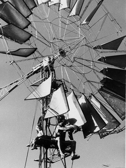 Photographer:Auroville Archives | A windmill in Auroville
