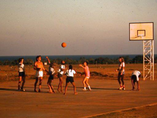 Photographer:Auroville Archives | Aspiration Basket ball court around 1975