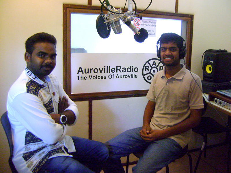 Photographer:Mariam | Stephen Anurag interviewing David at the Radio station, Auroville