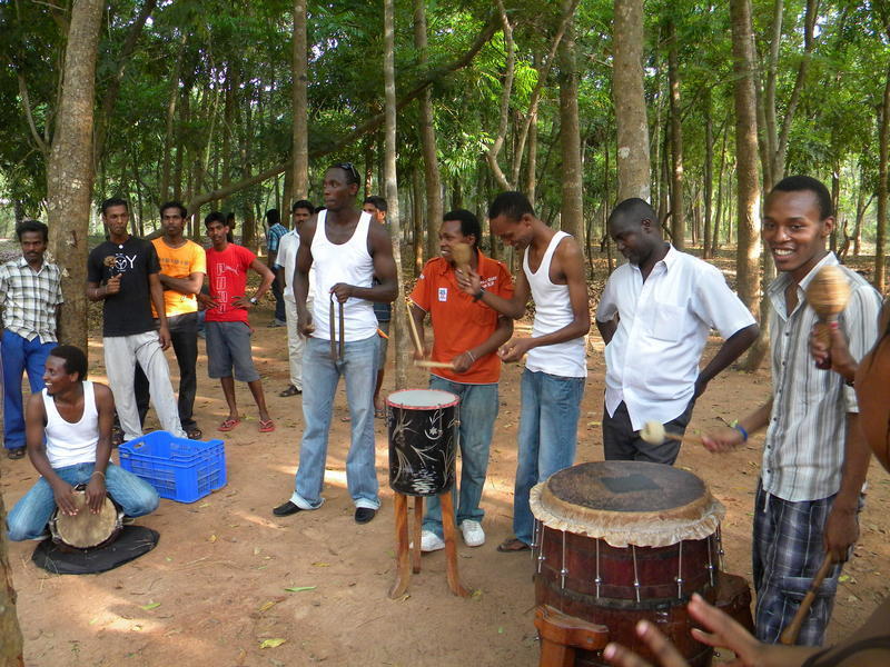 Photographer:Sahju | African  students in 2011 with Mohanam Sound Crew