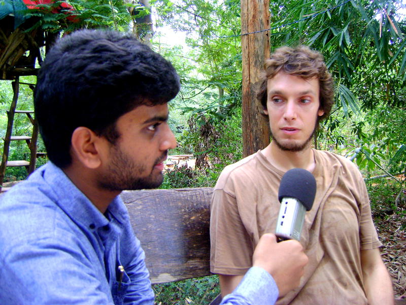 Photographer:David Dinakaran E | Josh, an American and a pre-new comer at Auroville giving his views on the Youth Centre