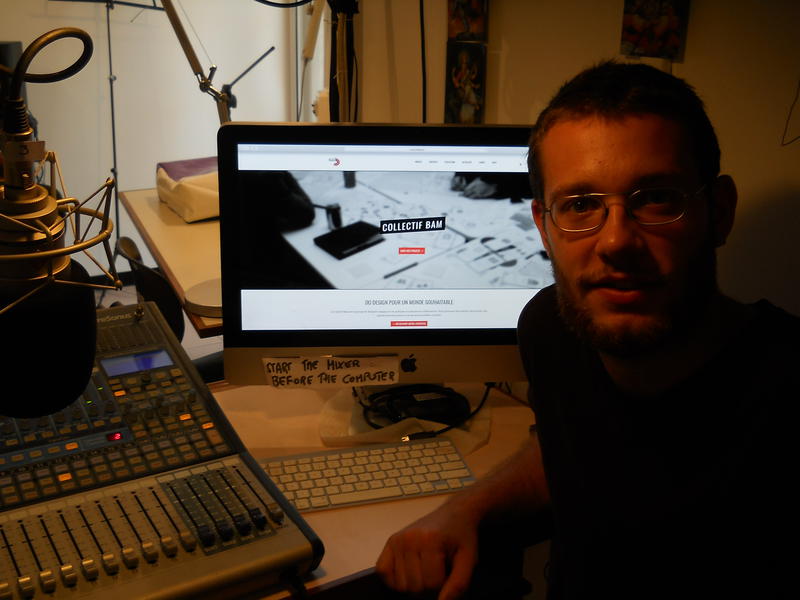 Photographer:Valentin Martino at Auroville Radio after the interview | Gino