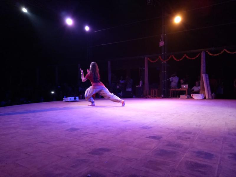 Photographer:S. Praneeth Simon | Carolina Prada performing Chhau on the final day of Tantrosav 2018