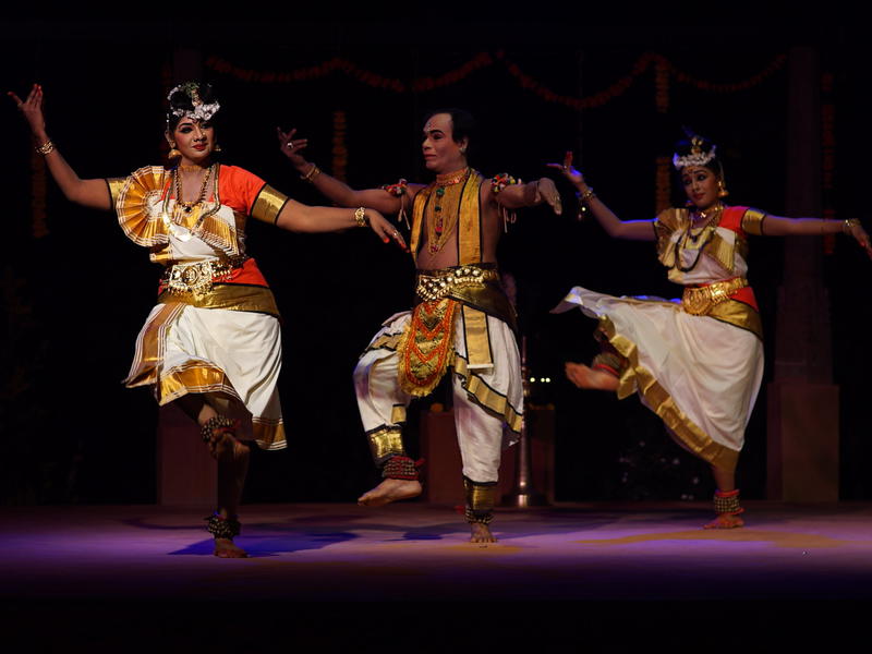 Photographer:Anais | Dancers performing the new dance form Kerala Natnam here in Kalarigram.