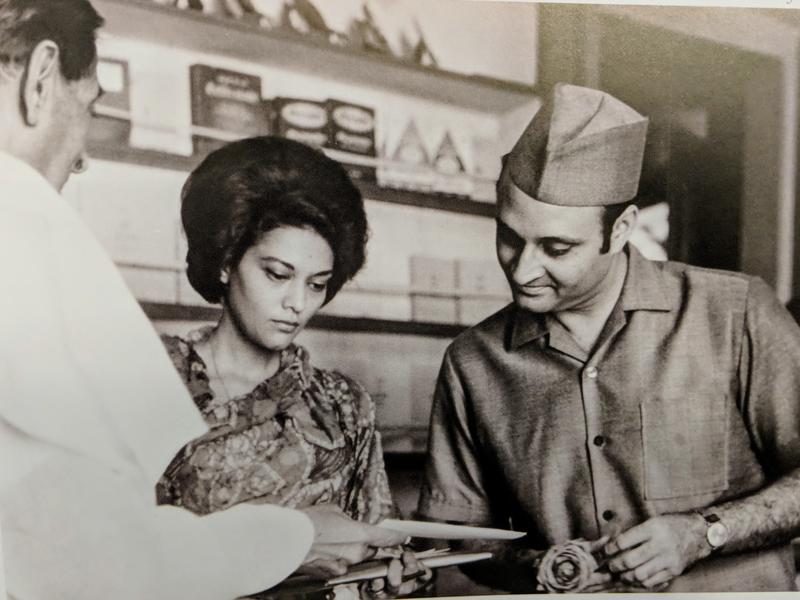 Photographer:Archive | Dr Karan Singh and his wife, Yasho Raja Laxmi, at the Ashram.